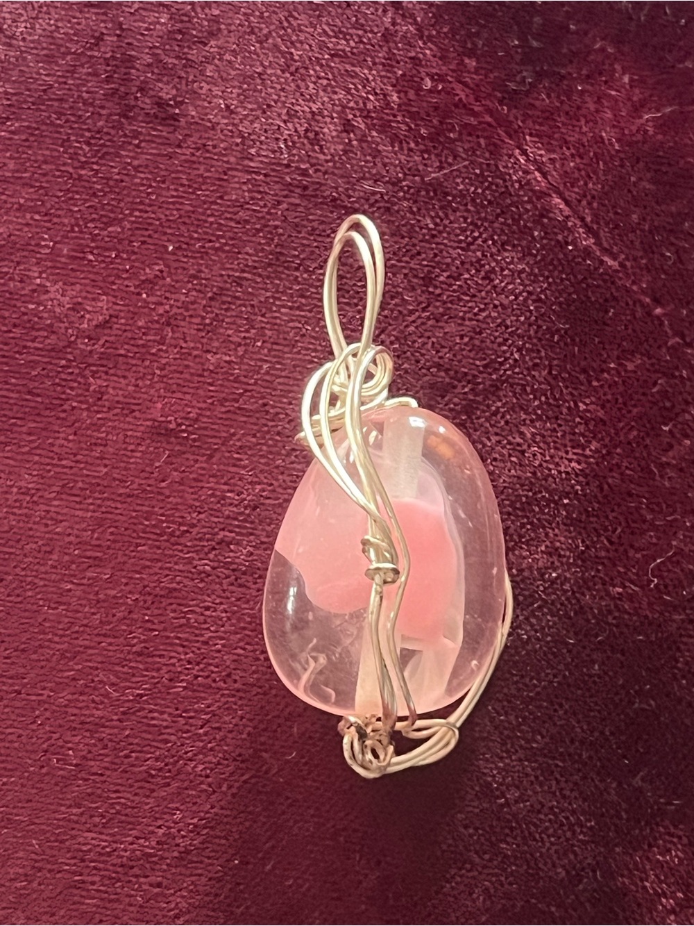 Handcrafted Pink Stone Wire-Wrap Pendant